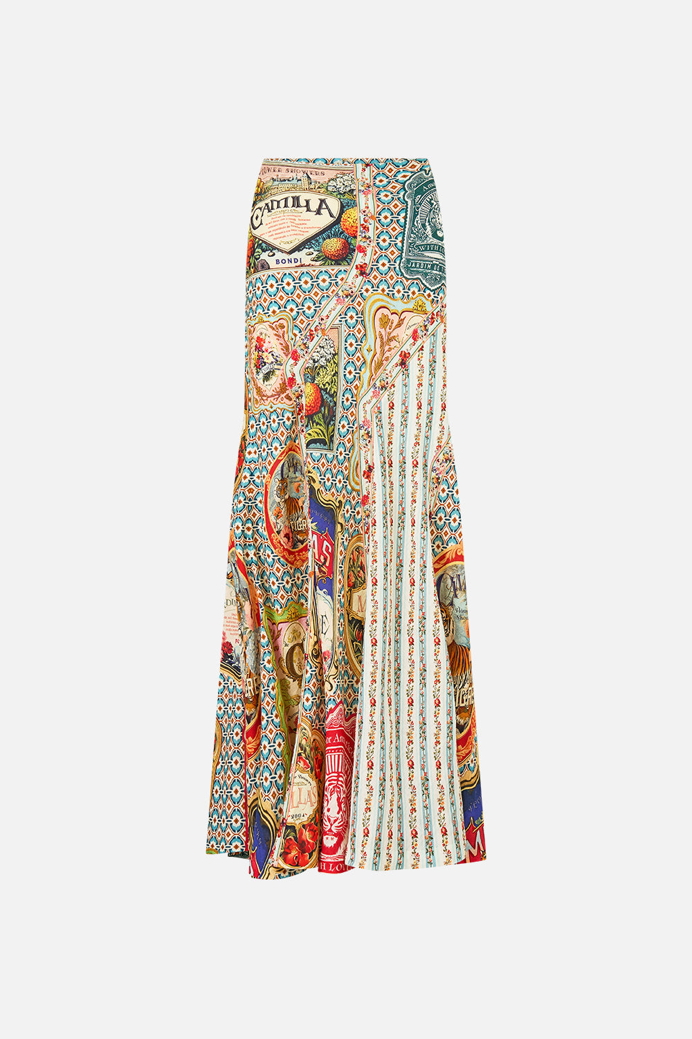 The CAMILLA Mermaid Maxi Skirt in our Soap Opera print.