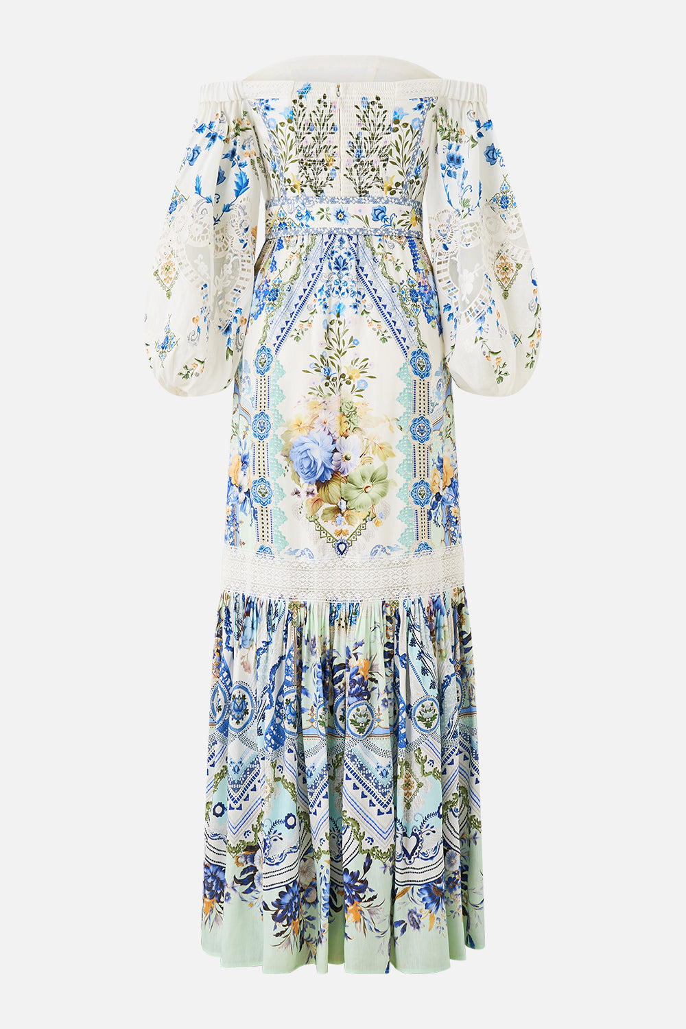The CAMILLA PUFF SLEEVE CORSET DRESS MY HOMESPUN HEART in our  print.