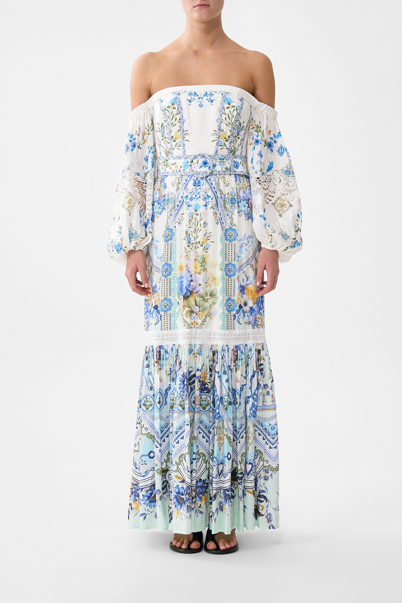 The CAMILLA PUFF SLEEVE CORSET DRESS MY HOMESPUN HEART in our MY HOMESPUN HEART print.