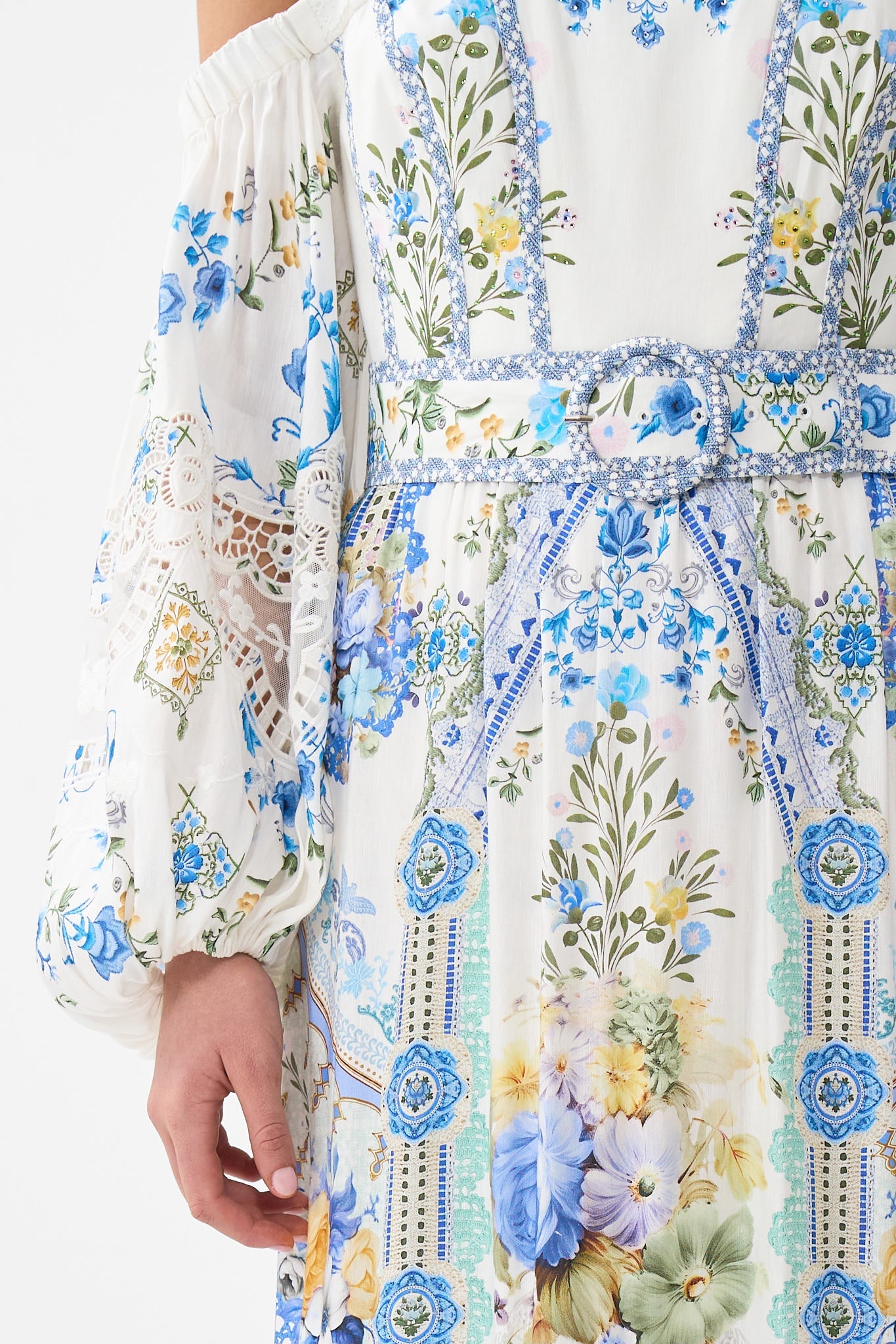 The CAMILLA PUFF SLEEVE CORSET DRESS MY HOMESPUN HEART in our  print.