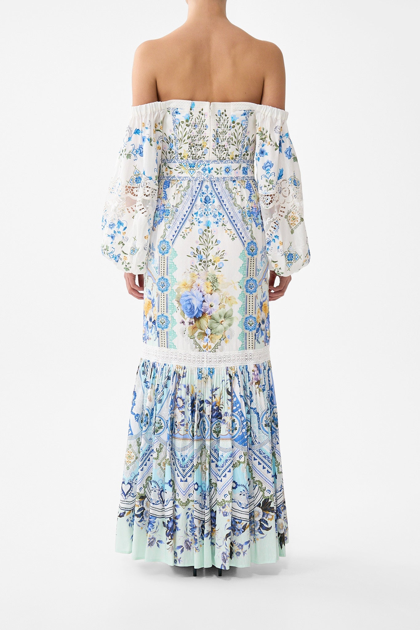 The CAMILLA PUFF SLEEVE CORSET DRESS MY HOMESPUN HEART in our  print.