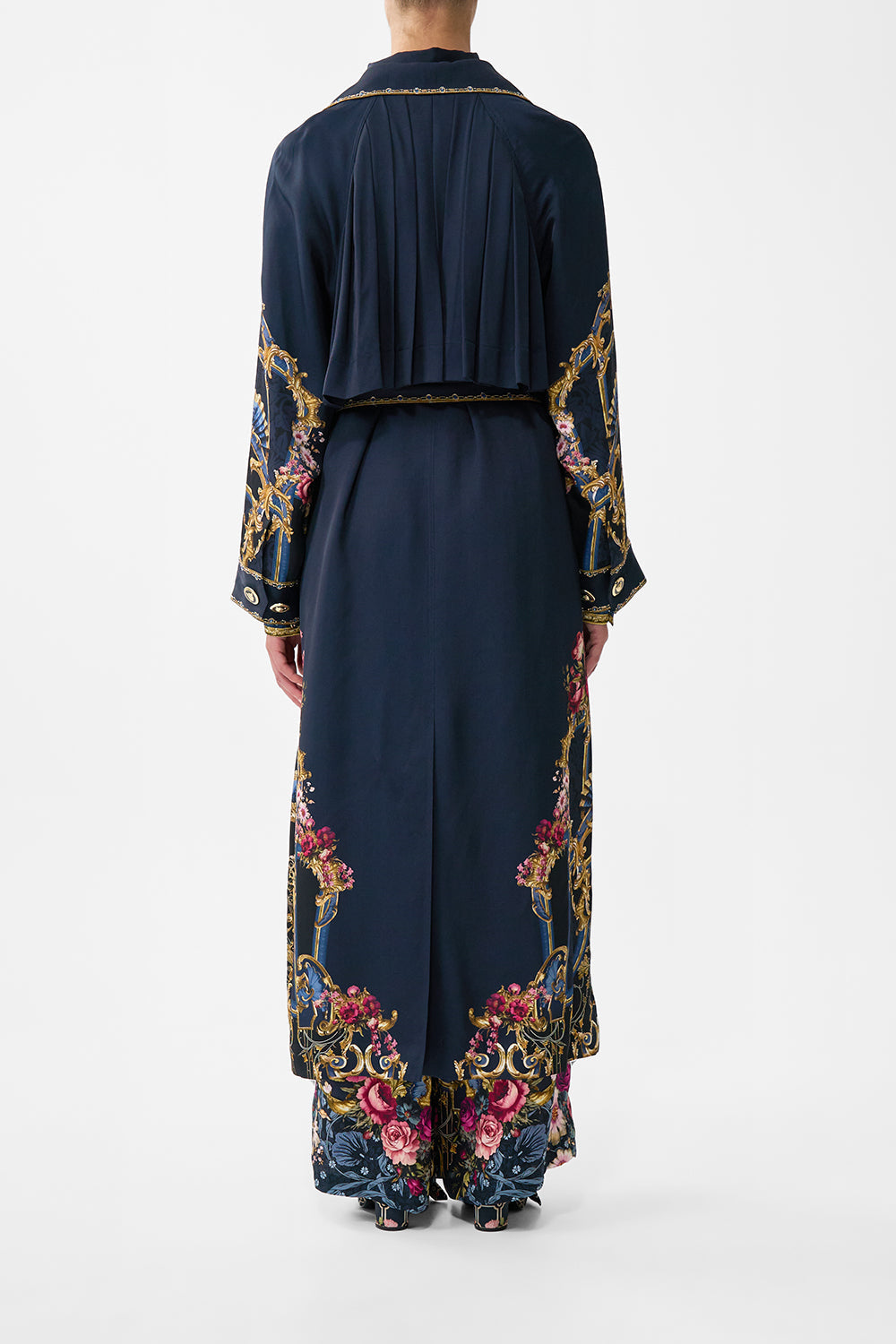 The CAMILLA PLEATED BACK TRENCH ORNATE ON A PLATE in our  print.