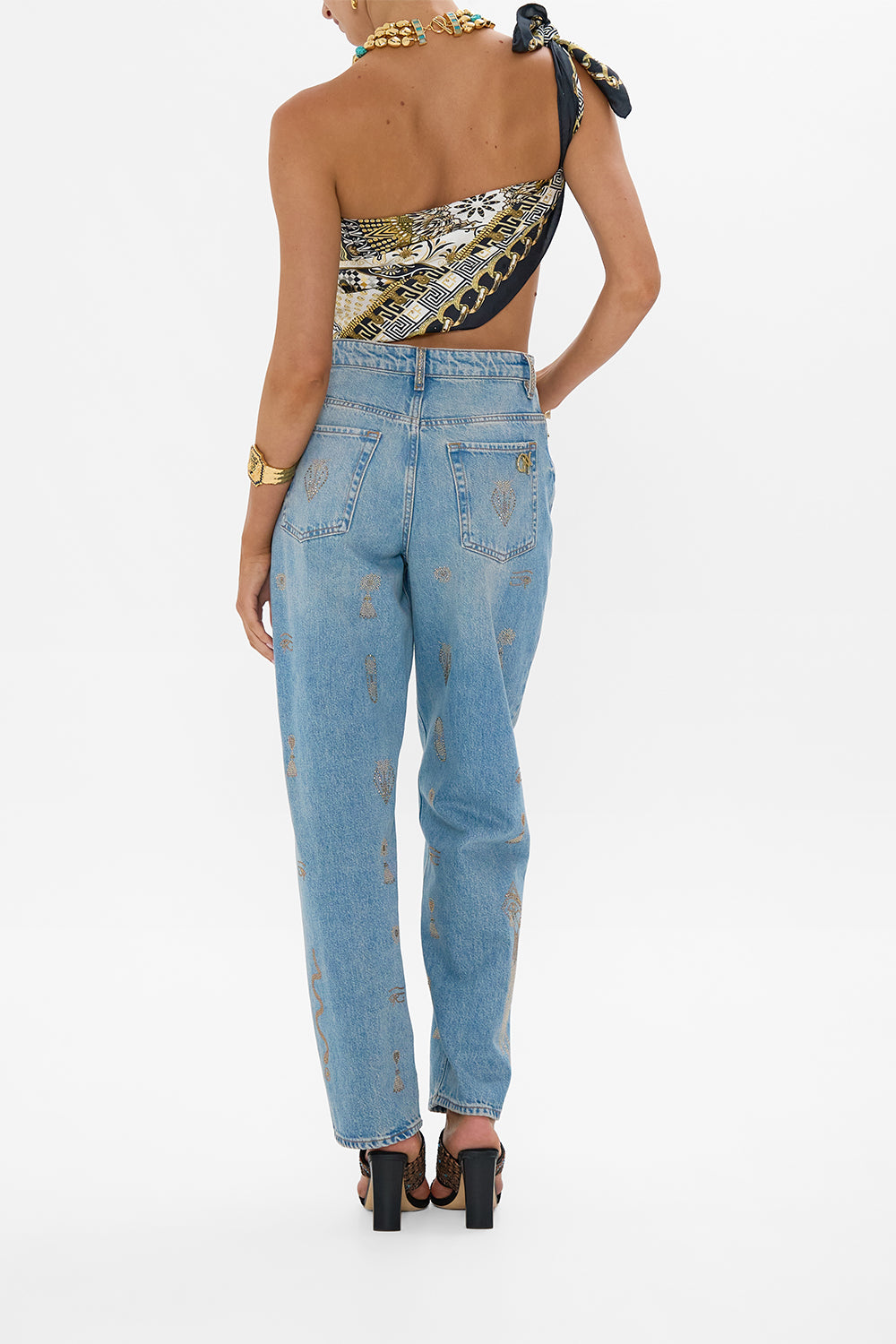 The CAMILLA MILLA SACRED SYMBOLS GIRLFRIEND JEAN DENIM in our  print.