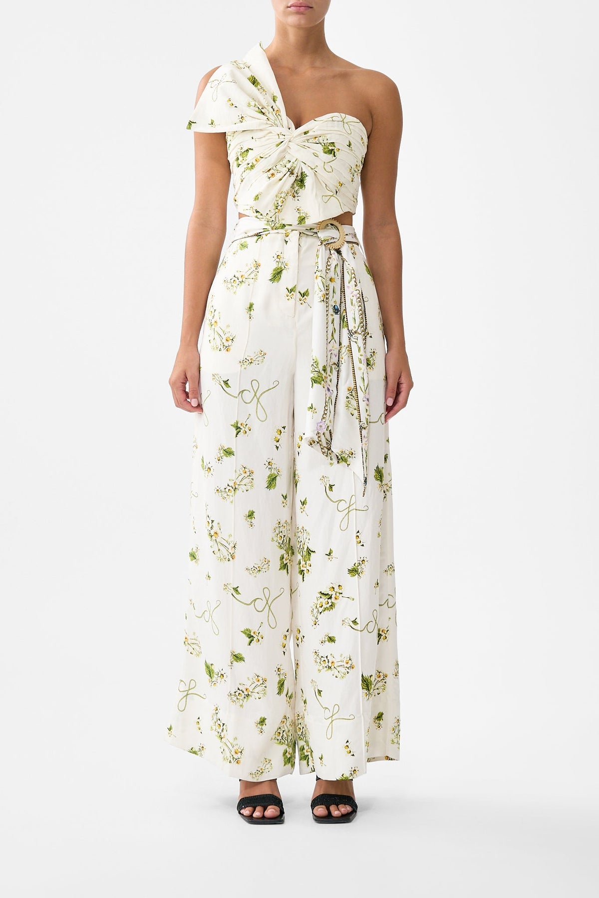 The CAMILLA Asymmetric Bow Top in our Botanical Utopia print.