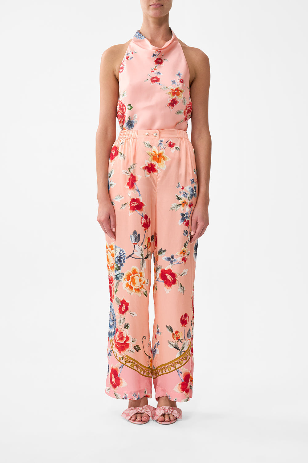 The CAMILLA BUTTON FRONT LOUNGE PANT MAJESTIC MILLA in our MAJESTIC MILLA print.