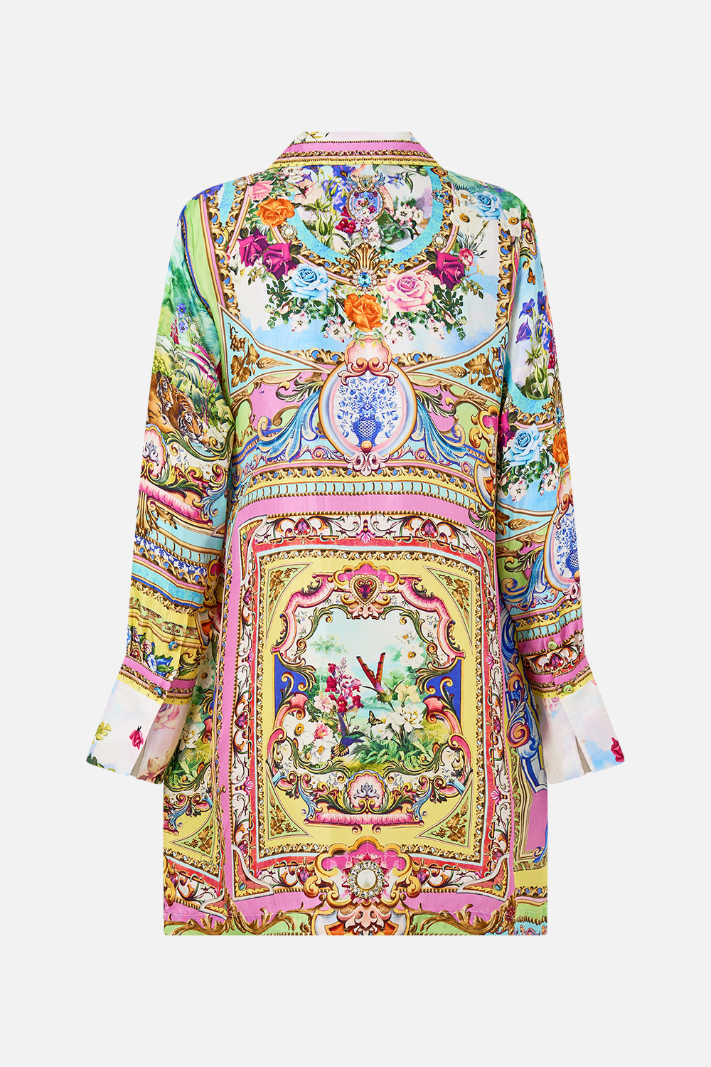 The CAMILLA MINI SHIRT DRESS SPIRIT OF SANTA MARIA in our  print.
