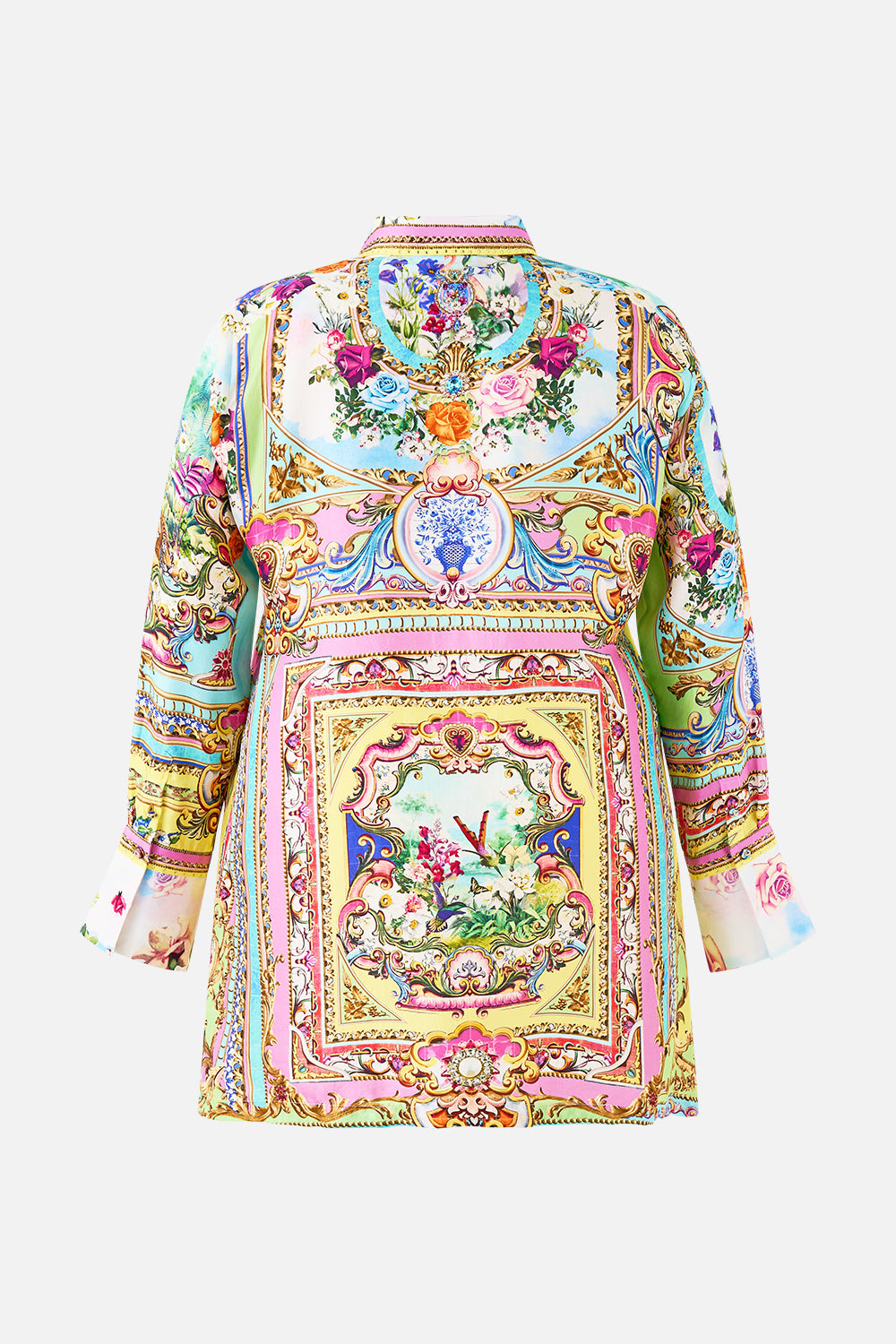 The CAMILLA MINI SHIRT DRESS SPIRIT OF SANTA MARIA in our  print.