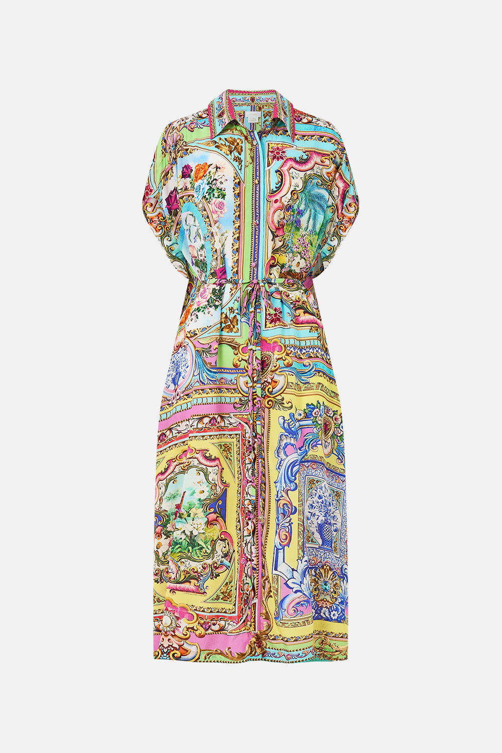 The CAMILLA SLEEVELESS SHIRTDRESS SPIRIT OF SANTA MARIA in our  print.