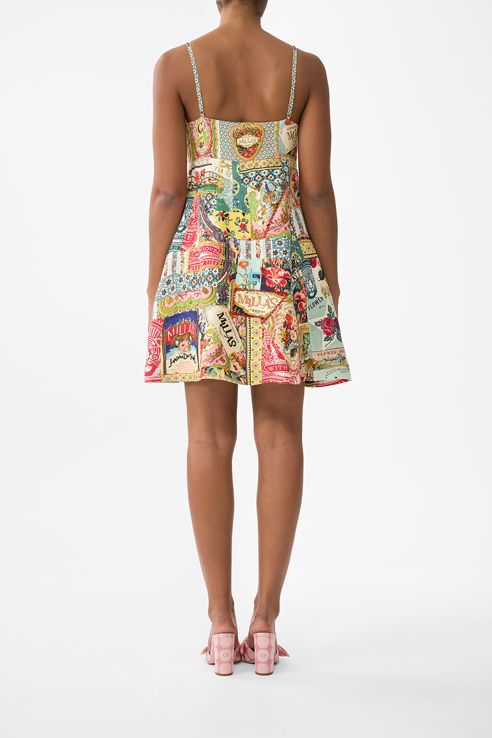 The CAMILLA SHORT SQUARE NECK SUNDRESS SOAP OPERA in our  print.