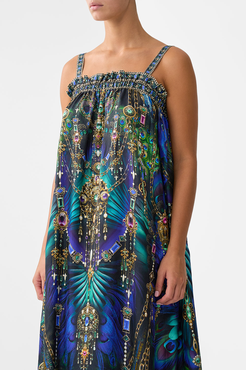 The CAMILLA Wide Strap Sundress in our Dominican Decadence print.