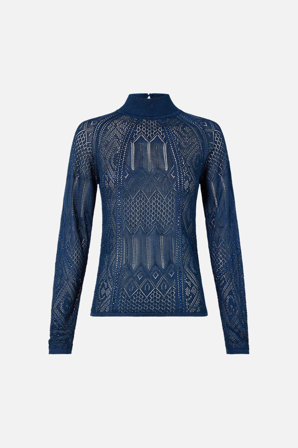 The CAMILLA PANELLED POINTELLE KNIT TOP ORNATE ON A PLATE in our  print.