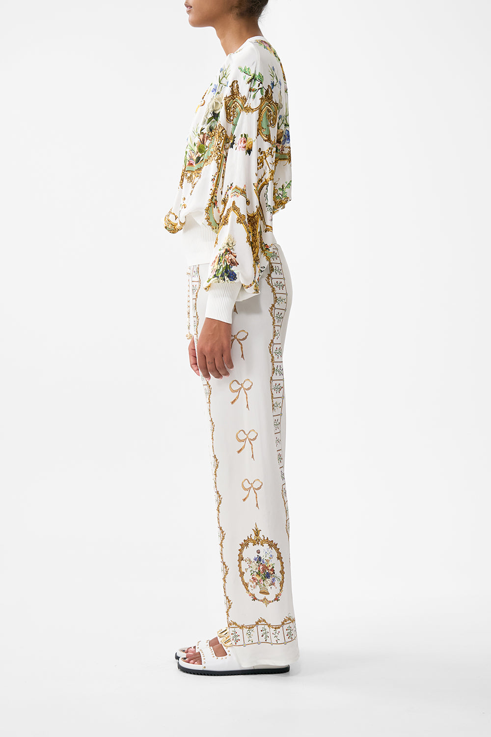 The CAMILLA Silk Body Knit Jumper in our Dressing Room Drama print.