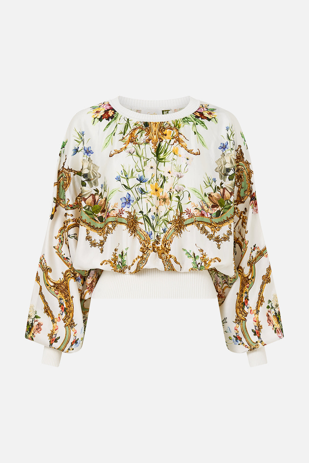 The CAMILLA SILK BODY KNIT JUMPER DRESSING ROOM DRAMA in our  print.