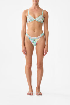 The CAMILLA Tri Bikini Top With Knot Front in our Just Coasting print.