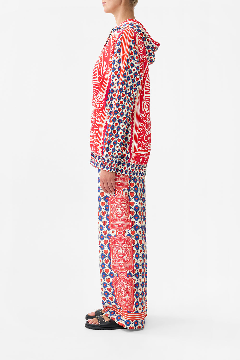 The CAMILLA Silk Band Oversized Hoodie With Pockets in our Rinse & Roar print.