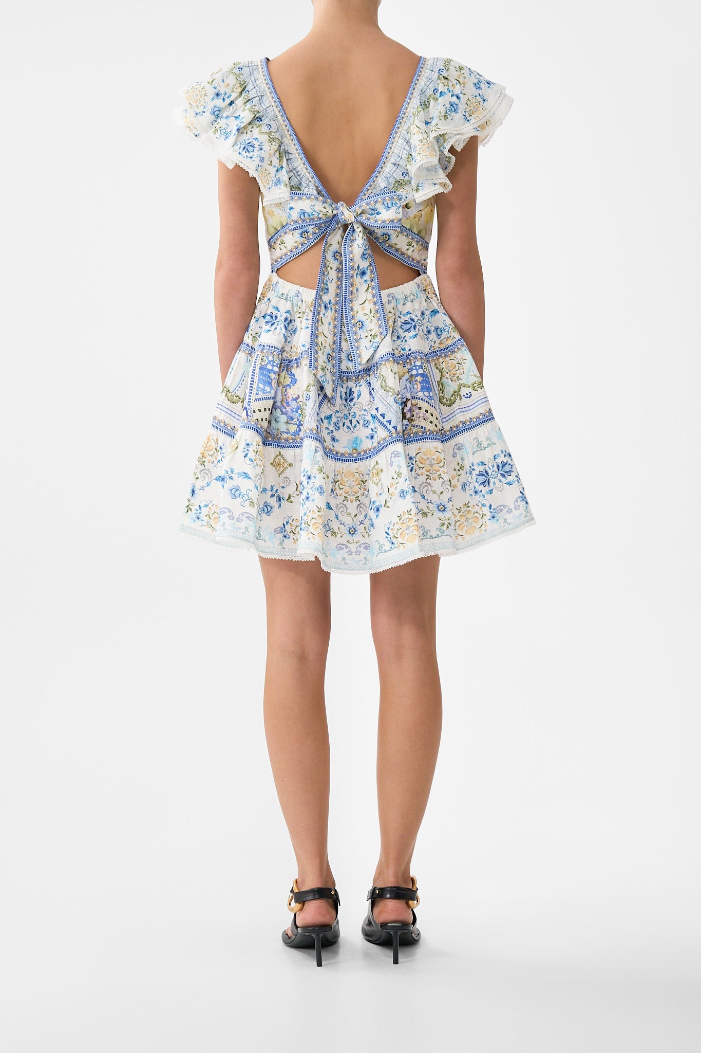 TIERED SHORT DRESS WITH NECK FRILL MY HOMESPUN HEART