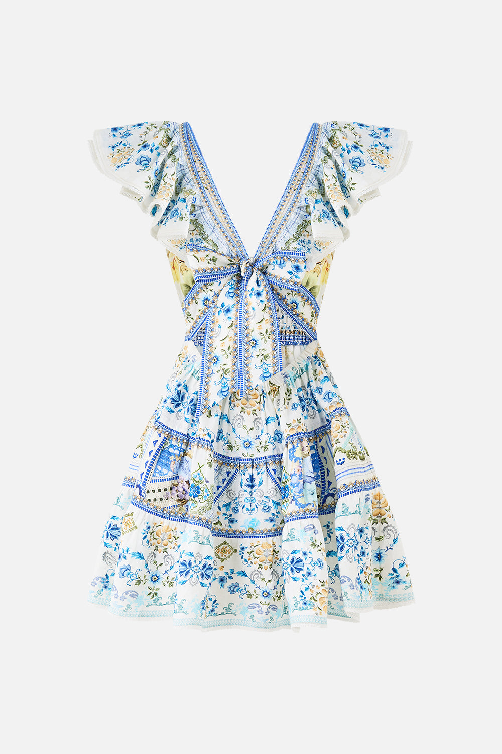 TIERED SHORT DRESS WITH NECK FRILL MY HOMESPUN HEART