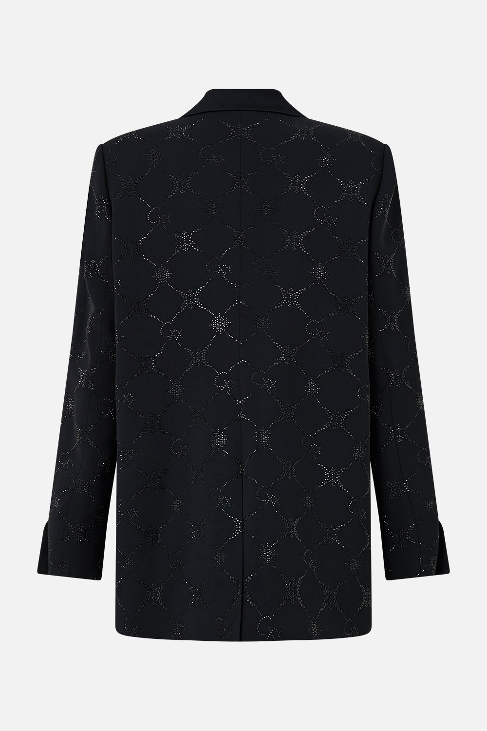 The CAMILLA JACKET WITH SLEEVE CUT OUT DETAIL SOLID BLACK in our  print.