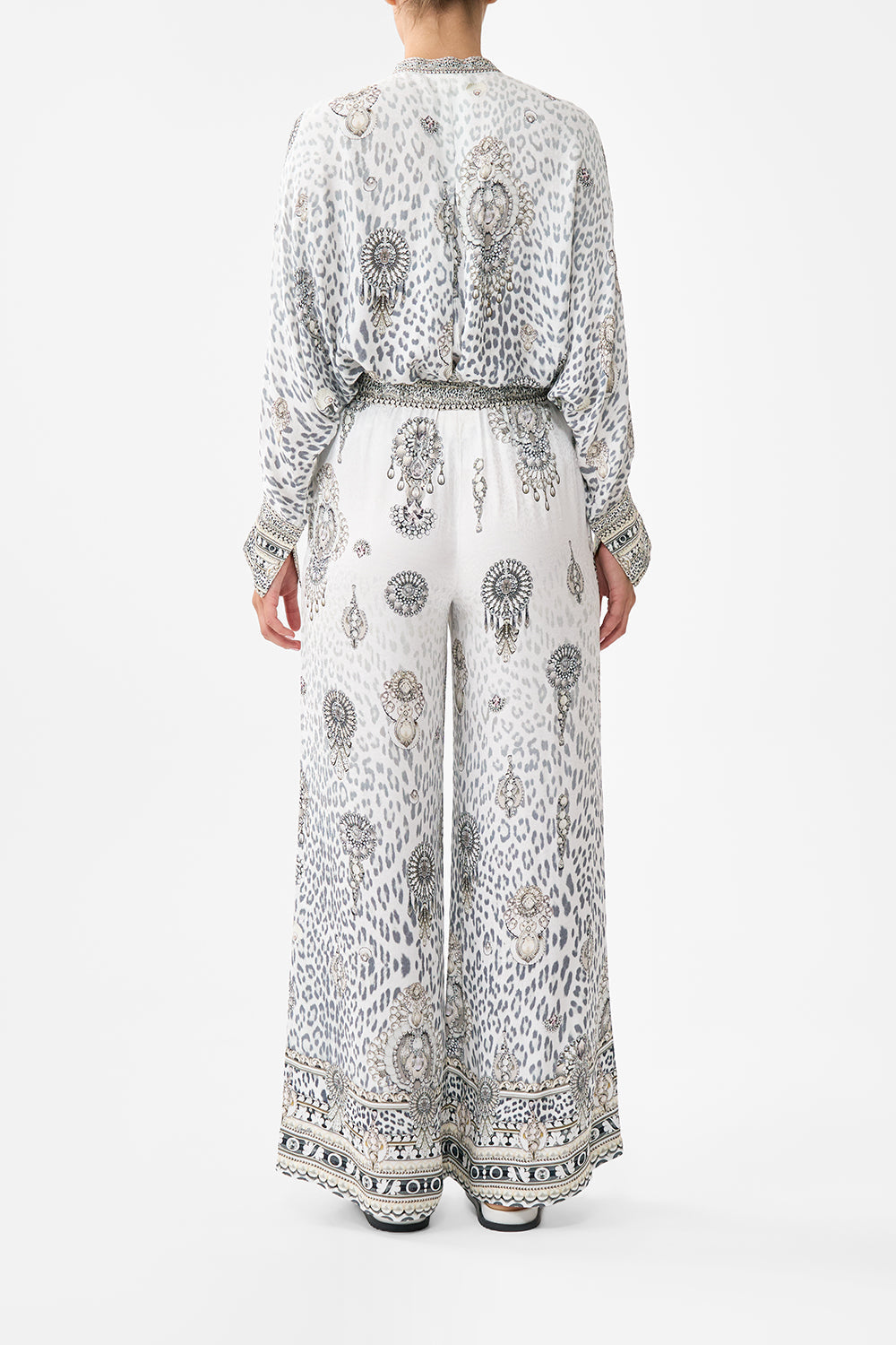 The CAMILLA LOUNGE PANT MARBLE HEAVEN in our  print.