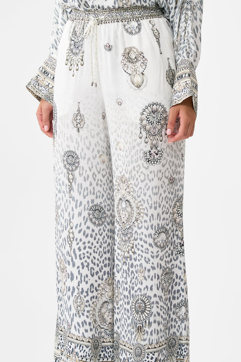 The CAMILLA LOUNGE PANT MARBLE HEAVEN in our  print.