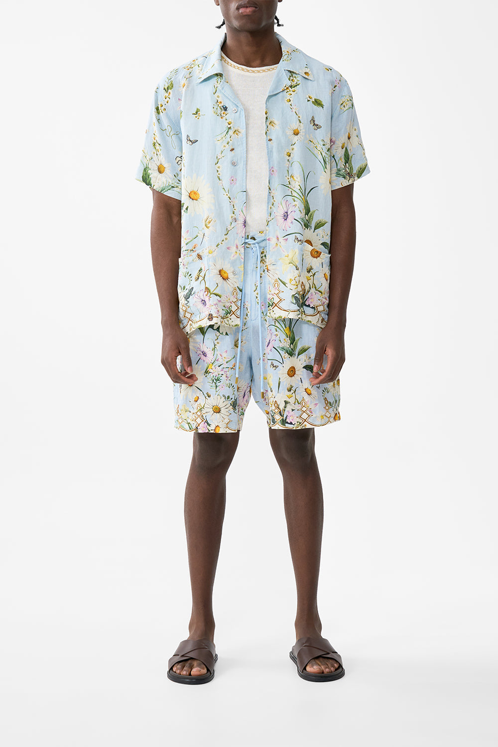 The CAMILLA LONG WALK SHORT WITH ELASTIC BACK FLORAL FREEFALL in our FLORAL FREEFALL print.