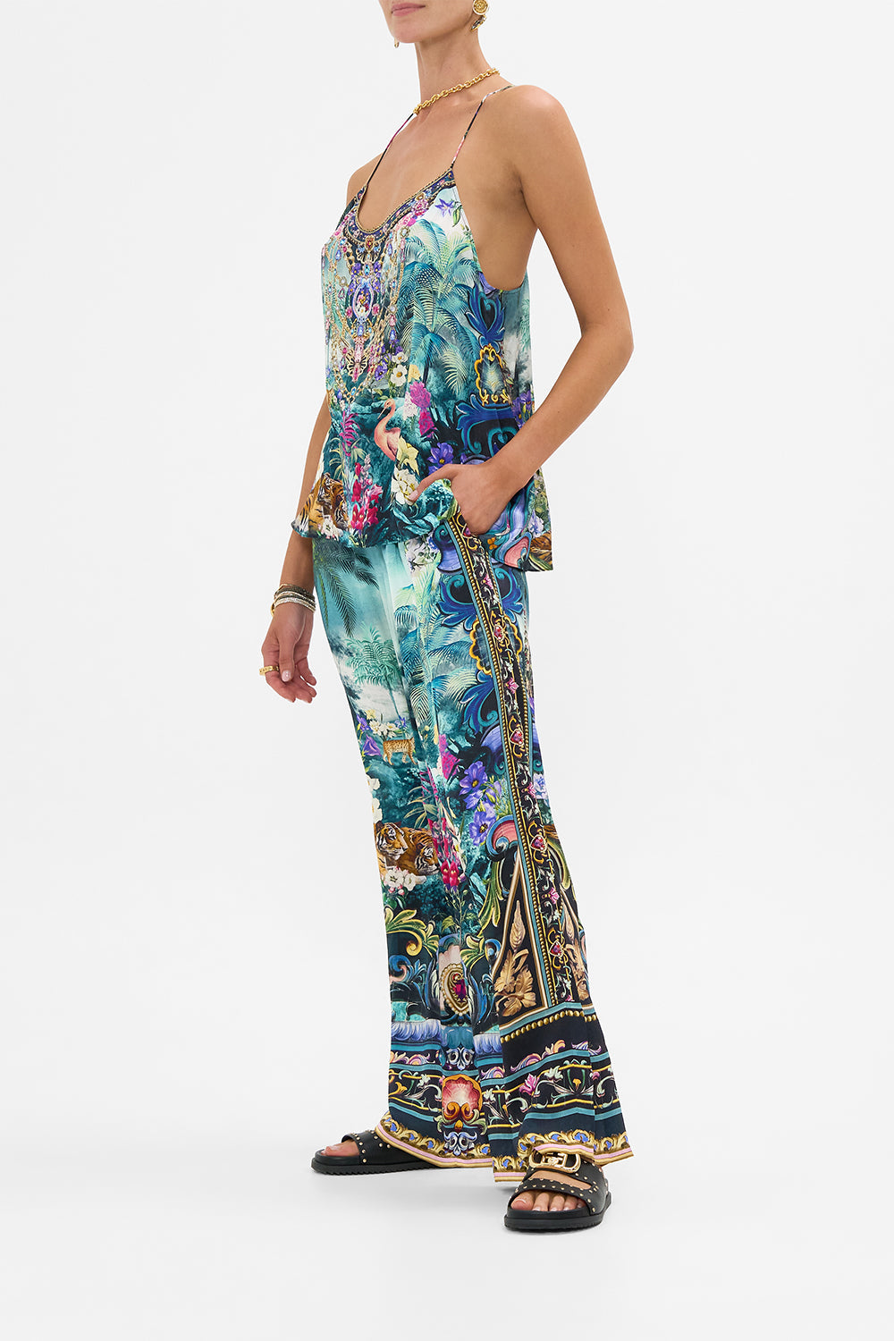 The CAMILLA T BACK SHOESTRING TOP BASKED IN BAROQUE in our  print.