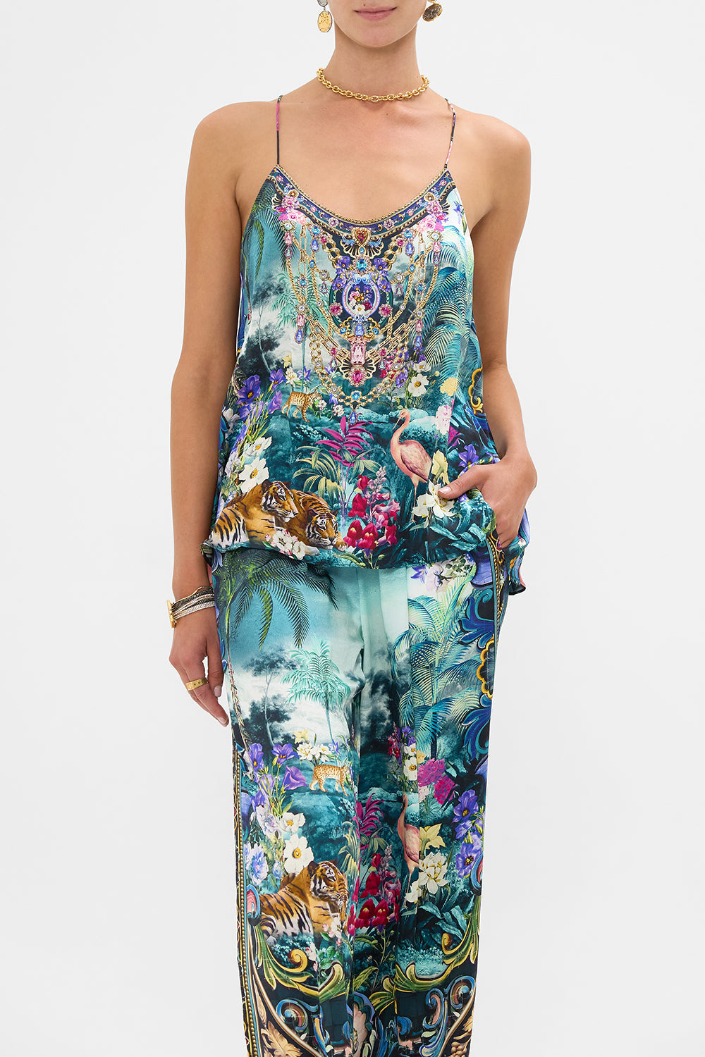 The CAMILLA T BACK SHOESTRING TOP BASKED IN BAROQUE in our  print.