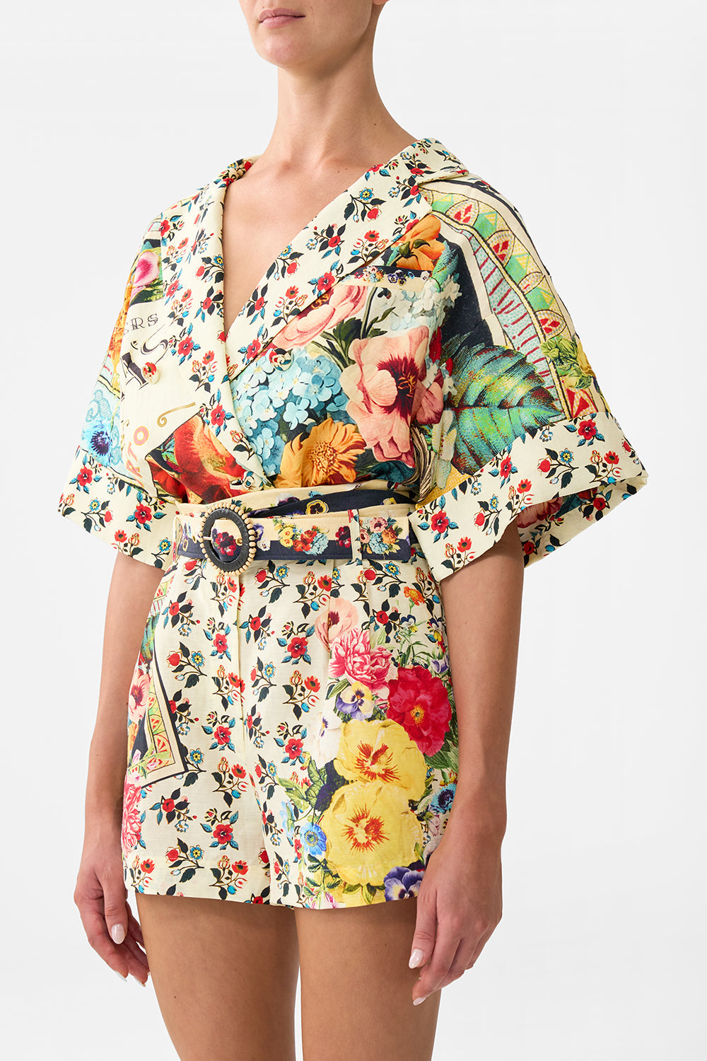 The CAMILLA Tuck Front Short in our Aromatic Amor print.