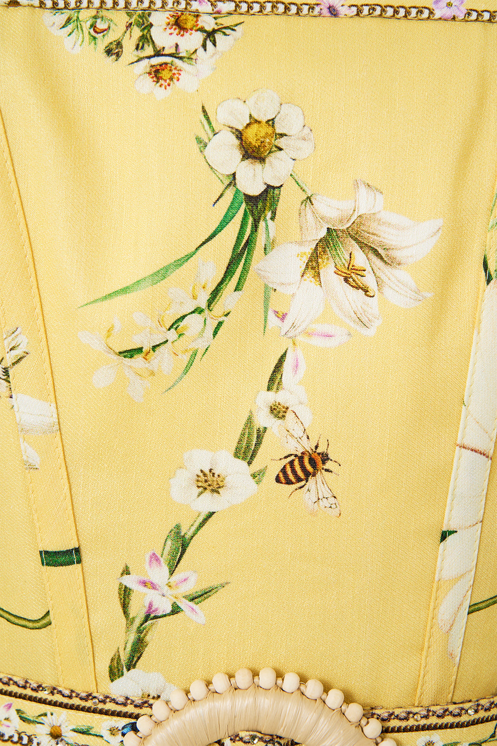 The CAMILLA Puff Sleeve Corset Dress in our Daisy Chains print.