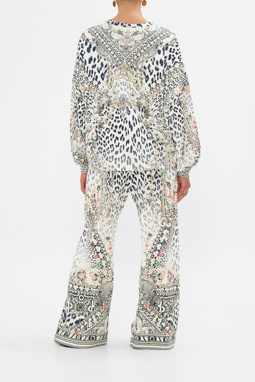 The CAMILLA TUCK DETAIL SWEATER - MULTI MARBLE HEAVEN in our  print.