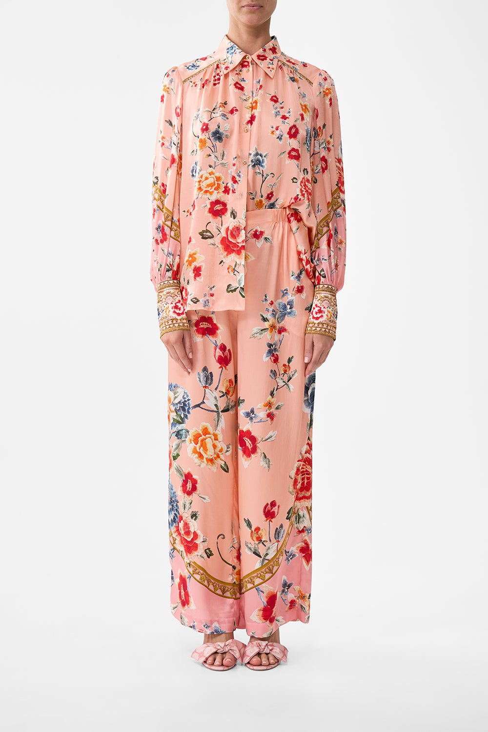 The CAMILLA BUTTON THROUGH BLOUSON SLEEVE BLOUSE MAJESTIC MILLA in our MAJESTIC MILLA print.