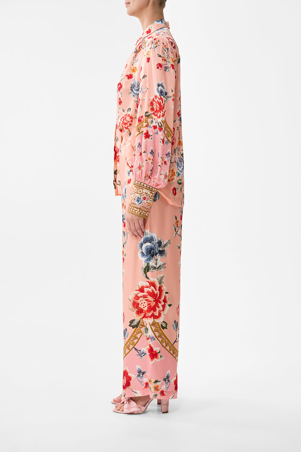 The CAMILLA BUTTON THROUGH BLOUSON SLEEVE BLOUSE MAJESTIC MILLA in our  print.