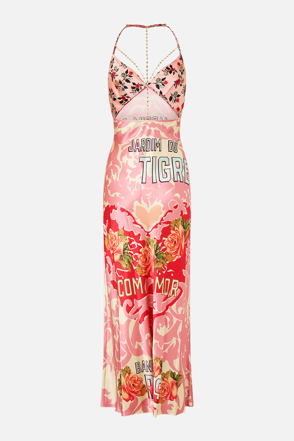 The CAMILLA Chain Detail Slip Dress in our Pink Porto print.