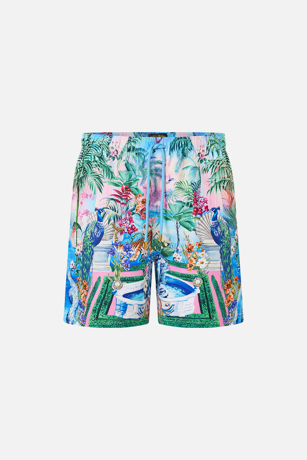 The CAMILLA MID LENGTH BOARDSHORT WITH ELASTIC WAIST SPIRIT OF SANTA MARIA in our  print.