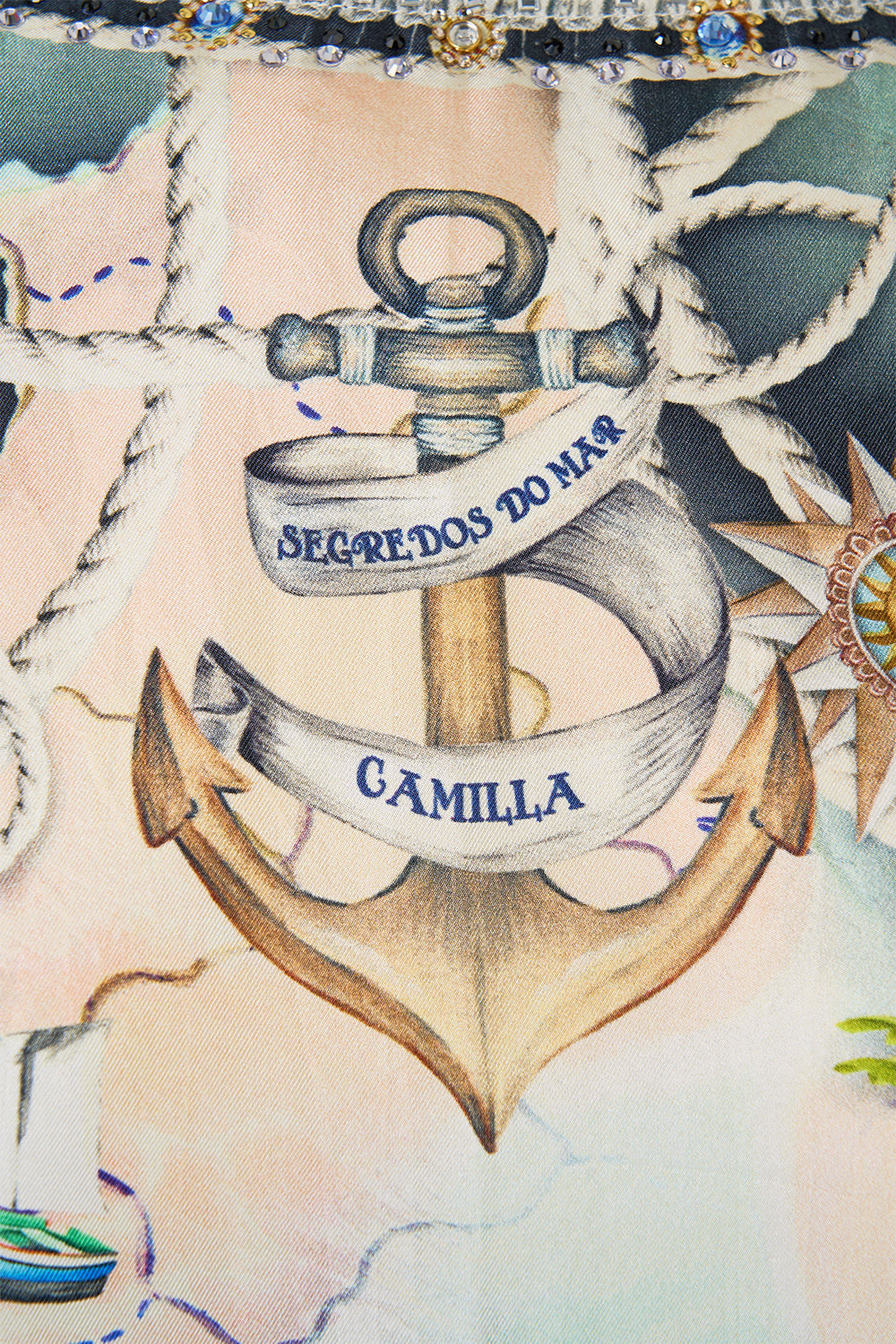 The CAMILLA Gusset Tunic Short Kaftan in our Folk Afloat print.