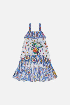 The CAMILLA Kids Wide Strap High Low Dress W Frill 12-14 in our Tiles Darls print.