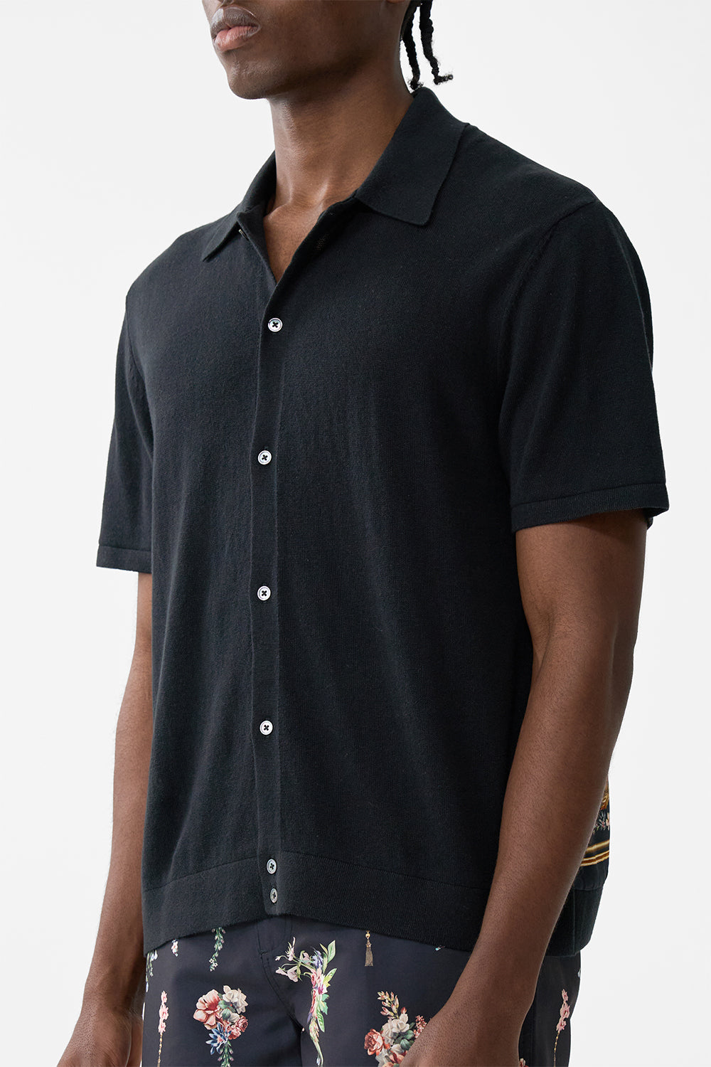 The CAMILLA Short Sleeve Knit Shirt W Silk Contrast Back in our Noble Endeavours print.