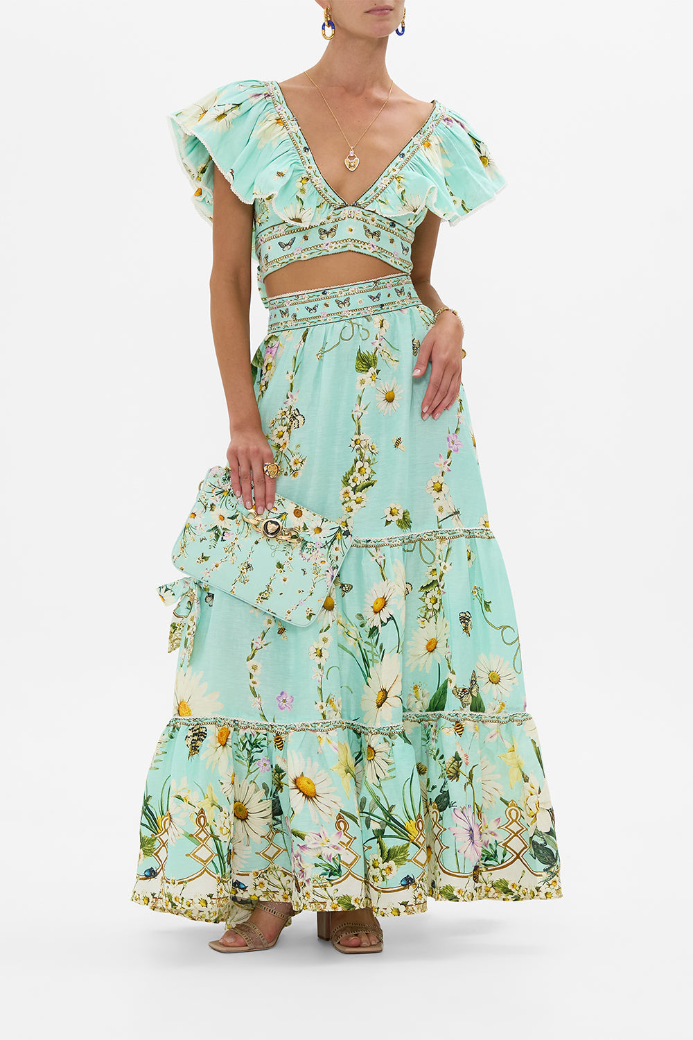 The CAMILLA Braided Strap Clutch in our Floral Freefall print.