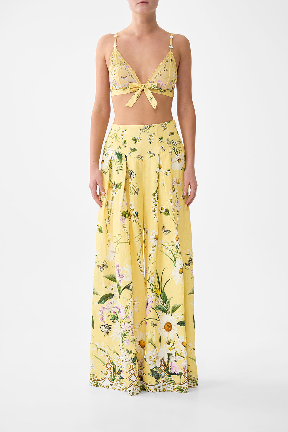 The CAMILLA Scalloped Edge Tri Bralette With Bow Front in our Daisy Chains print.