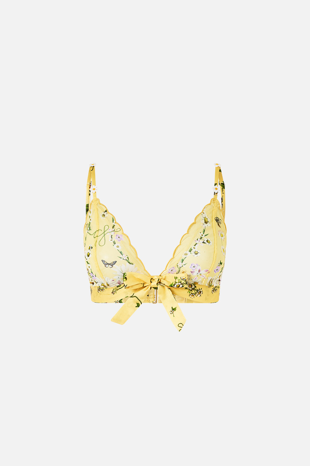 The CAMILLA Scalloped Edge Tri Bralette With Bow Front in our Daisy Chains print.