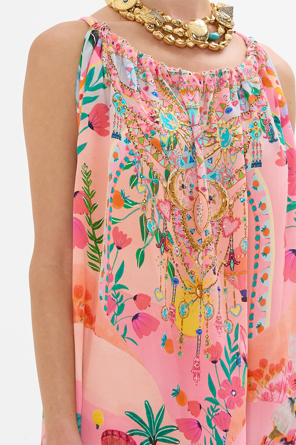 CAMILLA drawstring dress in Sister Sunset print