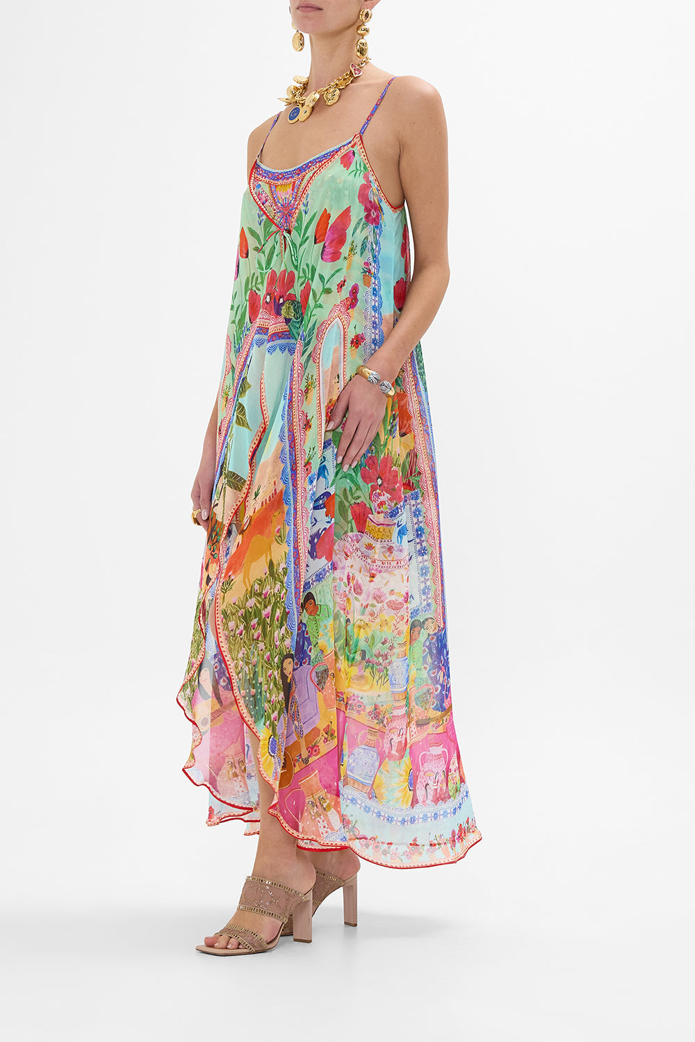 CAMILLA Mini Dress With Long Overlay in Queens of Creation print. 