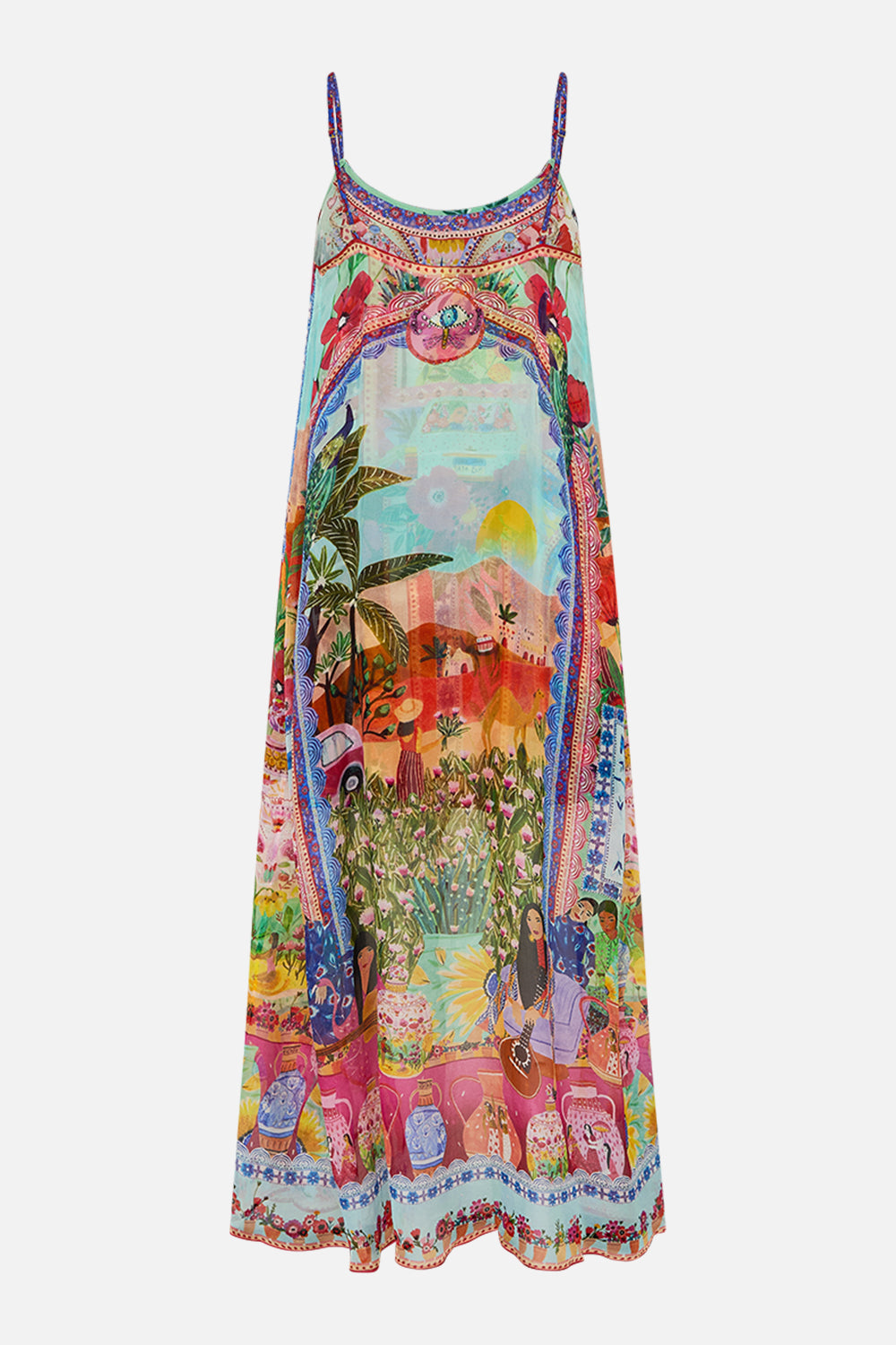 CAMILLA Mini Dress With Long Overlay in Queens of Creation print. 