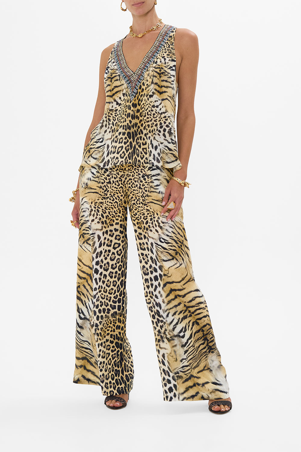 The CAMILLA LOUNGE PANT JAGUAR in our JAGUAR print.