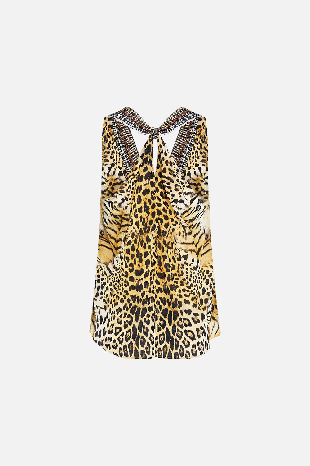 V NECK TOP WITH KNOT BACK JAGUAR