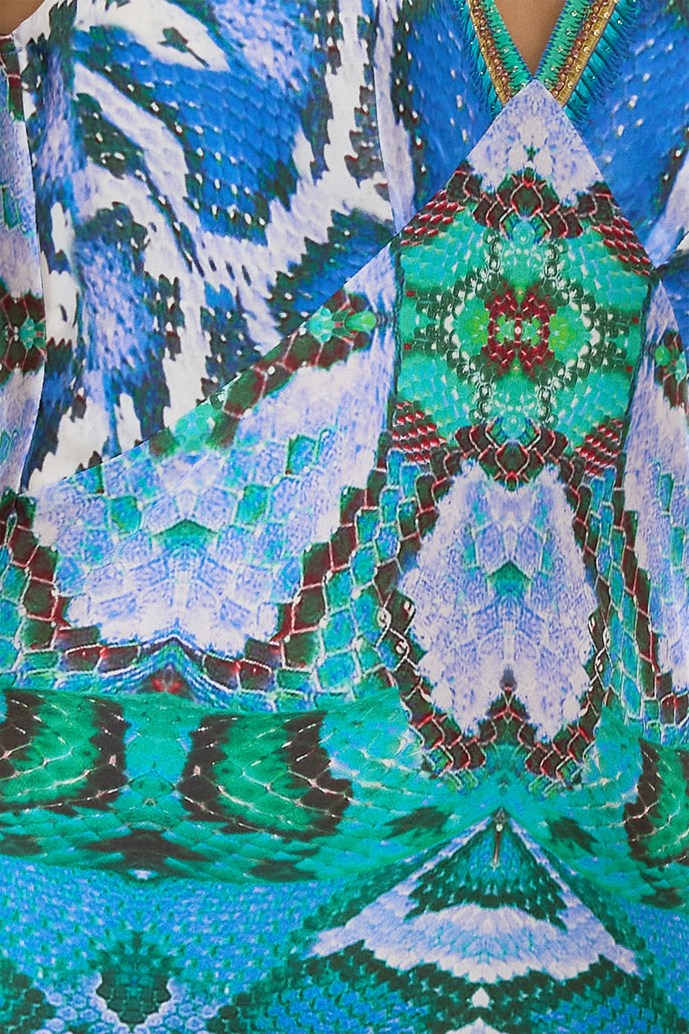 V NECK LONG BIAS SLIP DRESS WITH TRAIN LAND OF WONDER