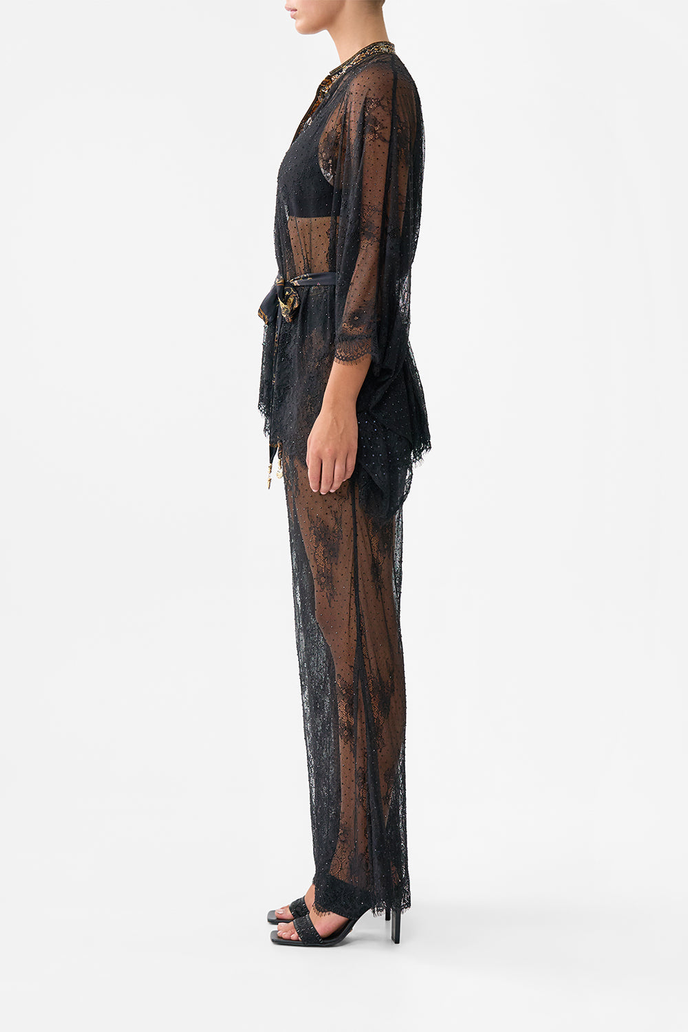 The CAMILLA BUTTON THROUGH LACE SCARF BLOUSE SAINTS AND SISTERS in our  print.