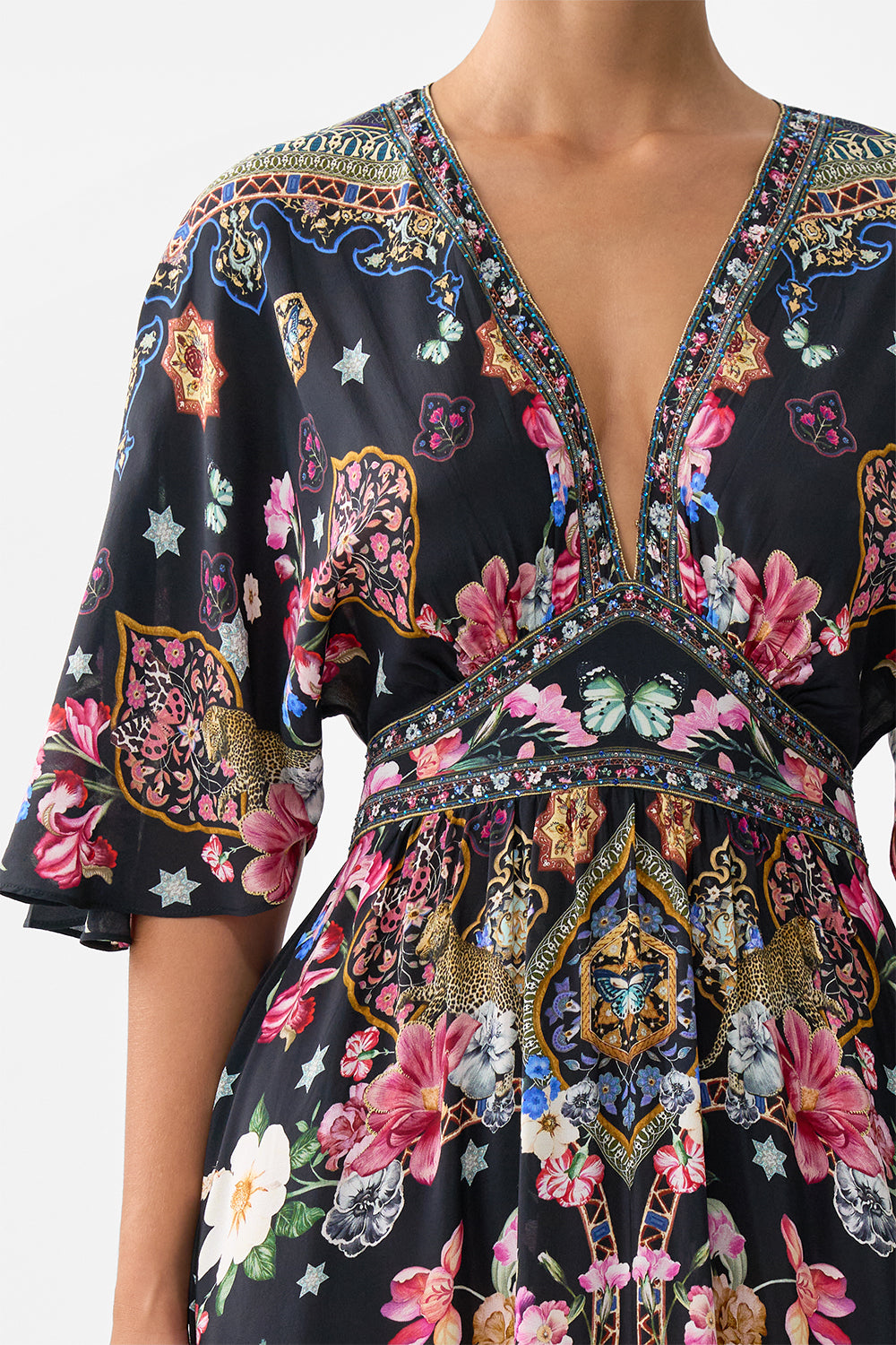 WAISTED DRESS WITH HEM RUFFLE MIDNIGHT IN MONSERRATE