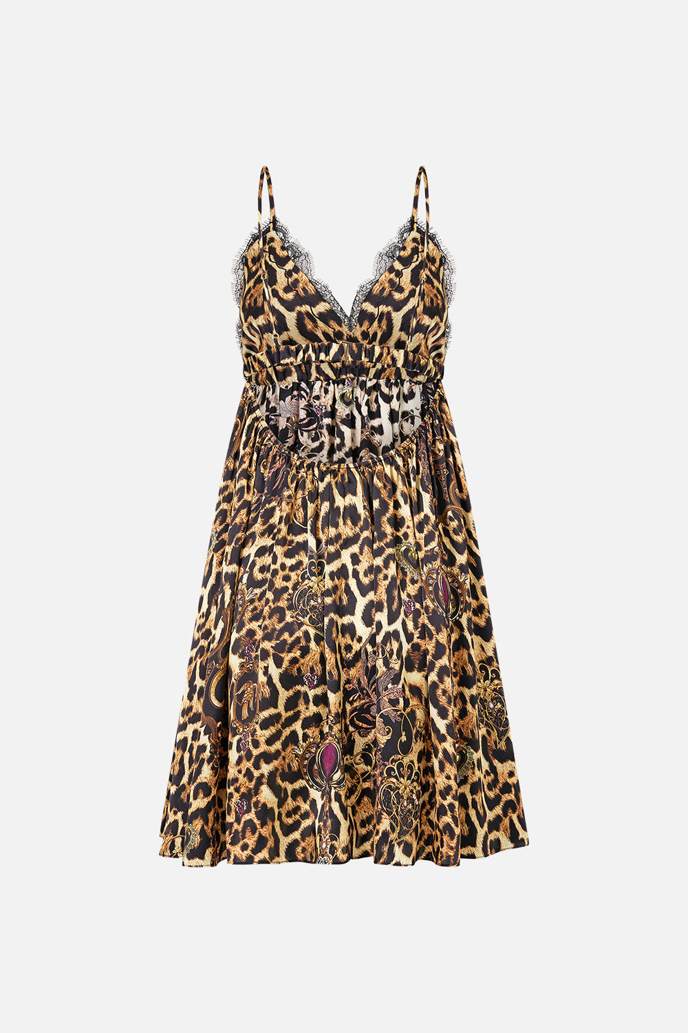 The CAMILLA BRALETTE DETAIL SHORT DRESS SAINTS AND SISTERS in our  print.