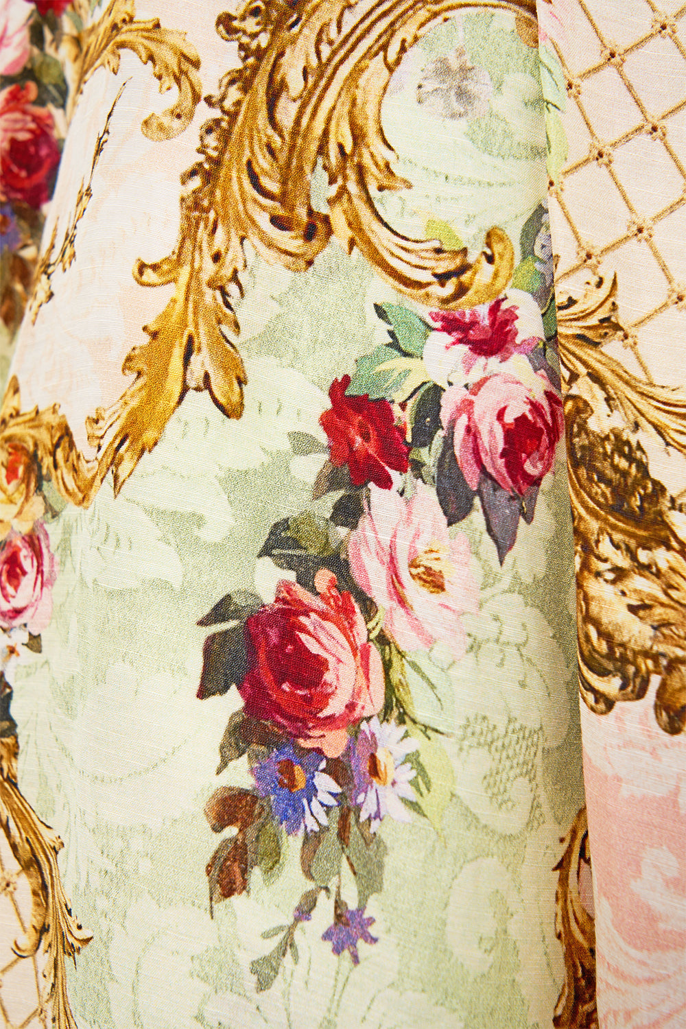 The CAMILLA MAXI WRAP SKIRT THE QUEENS QUARTERS in our  print.